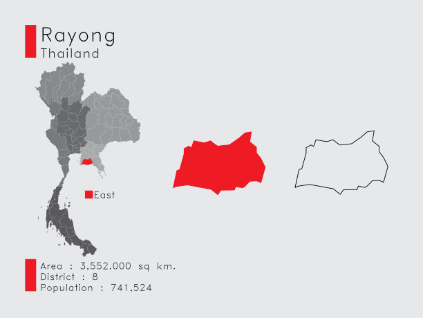 泰国罗勇府位置的信息图元素。图片下载