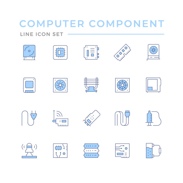 设置计算机部件的颜色线图标图片下载