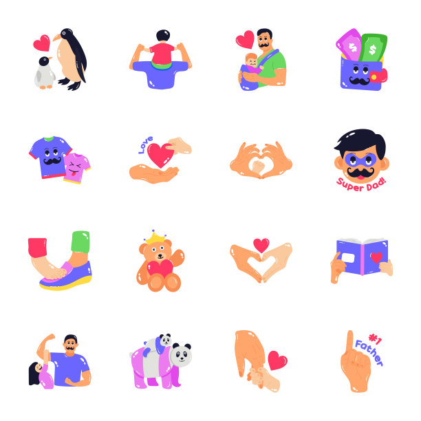 一包庆祝父亲节的贴纸图片下载