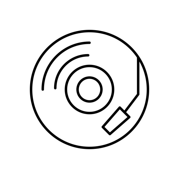 黑胶唱片转盘图标，音频矢量，转盘插图图片下载