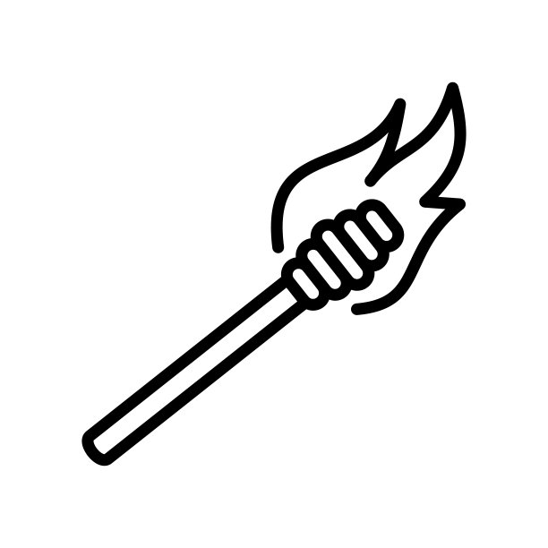 燃烧的火炬图标。矢量符号在白色背景上孤立的简单风格。原始大小64x64像素。图片下载