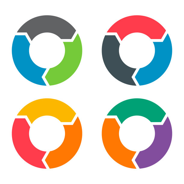 一套图表信息图业务模板图标，饼圆图，可视化矢量插图图片下载