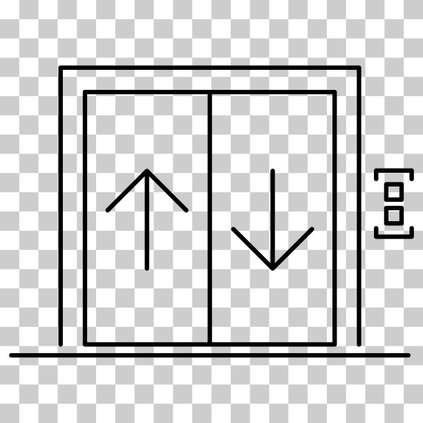 电梯图标，入口标志平面设计，建筑门口符号矢量插图图片下载