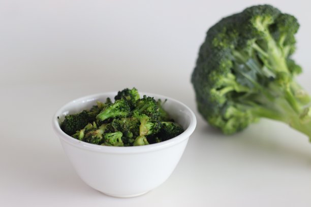 白碗里炒西兰花，白底拍摄图片下载