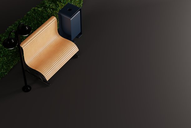 公园里的长椅、篮子和灯笼。图片下载