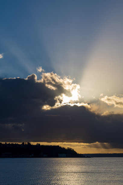 普吉特湾海滨日落图片下载