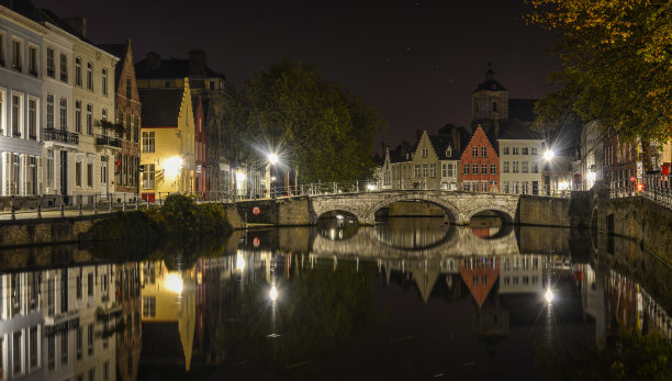布鲁日运河夜景图片下载