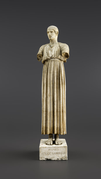 石膏铸造的古代雕塑战车的特尔斐从圣所阿波罗在特尔斐。3d渲染图片下载