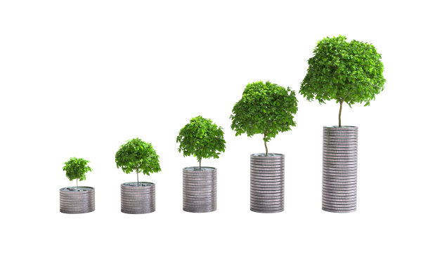 堆叠的硬币排列在一个条形图，节省资金的概念与裁剪路径图片下载