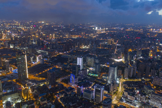 中国上海全景天际线航拍照片图片下载