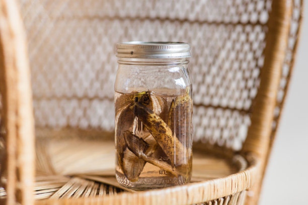 用香蕉皮和水自制天然植物肥料图片下载