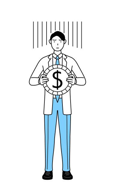 身穿白大褂的男医生，汇率损失或美元贬值的形象图片下载