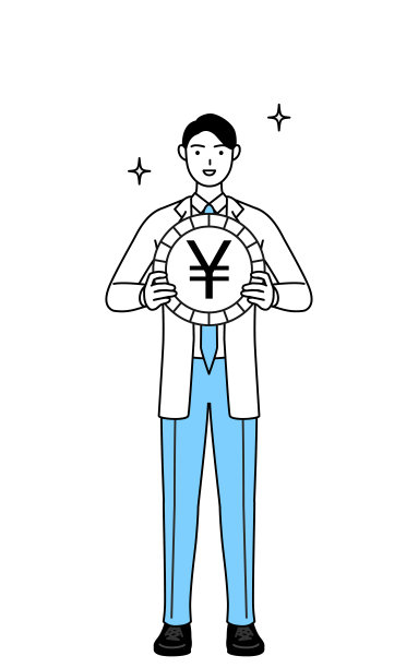 身穿白大褂的男医生，外汇收益和日元升值的形象图片下载