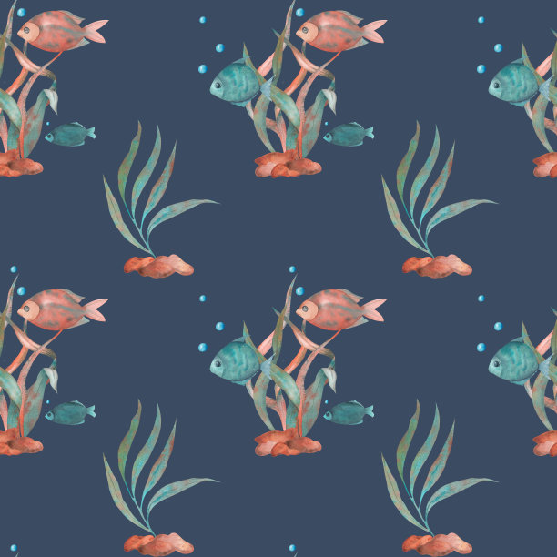 无缝水彩水下生活模式。无限的模式图片下载