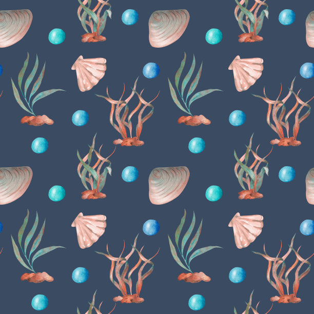 无缝水彩水下生活模式。无限的模式图片下载