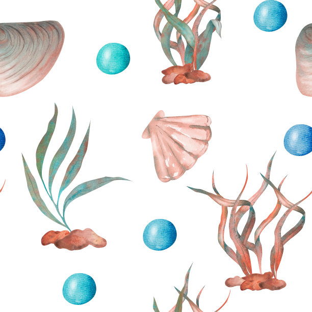 无缝水彩水下生活模式。无限的模式图片下载