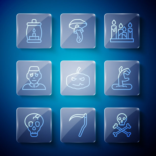 在交叉骨燃烧上设置线骷髅镰刀图片下载