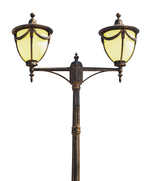 模拟老式灯杆孤立在白色背景与剪辑路径图片下载