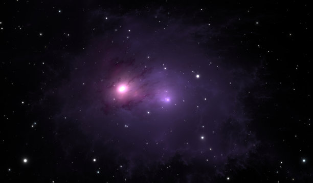 巨大的发光星云。空间背景与紫色星云和恒星图片下载