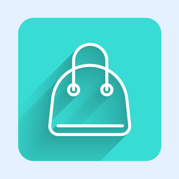 白色线条手提包图标孤立有长长的影子图片下载