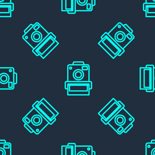 绿线照片相机图标隔离无缝图片下载