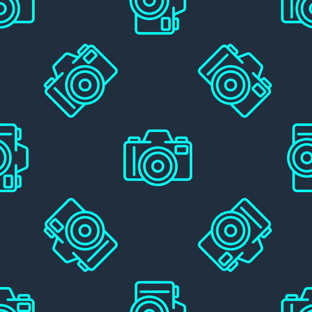 绿线照片相机图标隔离无缝图片下载