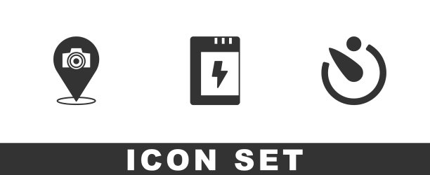 设置照片相机电池和相机定时器图标图片下载