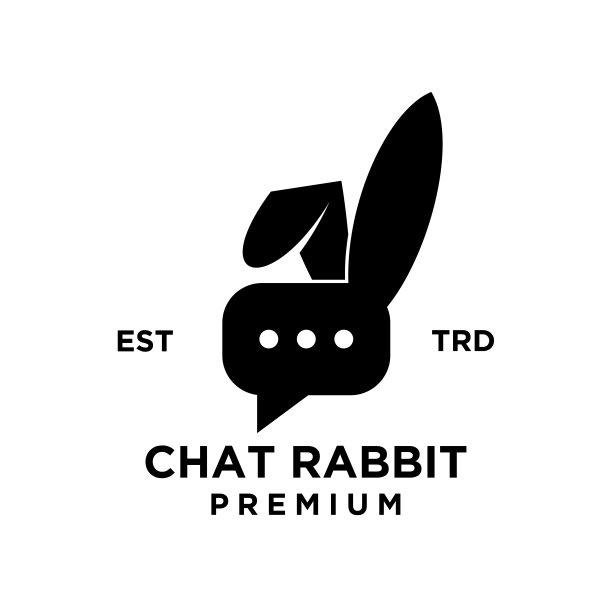 聊天兔子图标设计插图黑色图片下载
