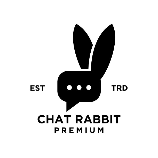聊天兔子图标设计插图黑色图片下载