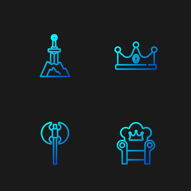 石中镶线中世纪王座斧剑图片下载