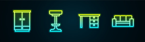 套装线衣柜、椅子、办公桌和沙发图片下载