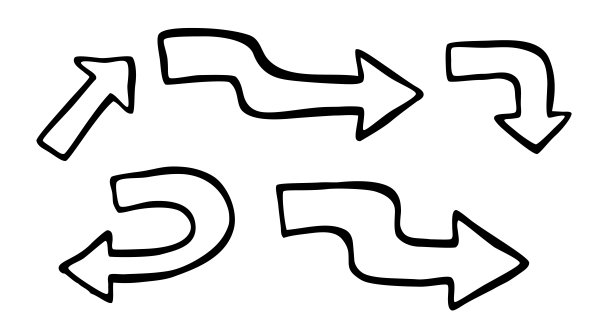 向量集合5个轮廓箭头，孤立在白色上图片下载