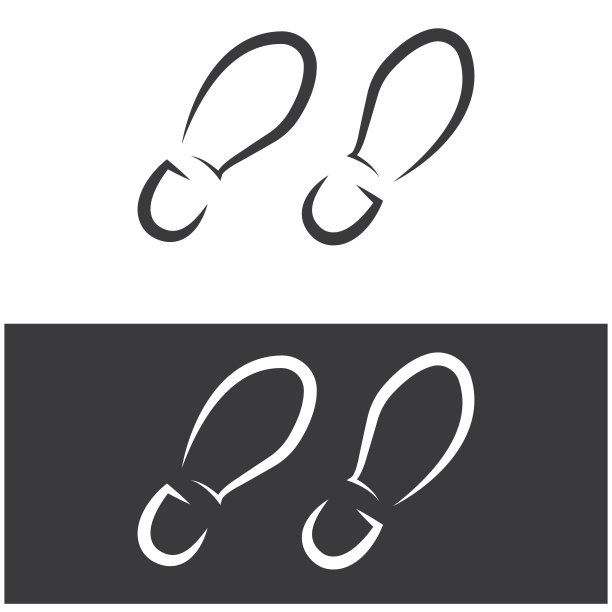 白色背景上的线鞋印图标。图片下载