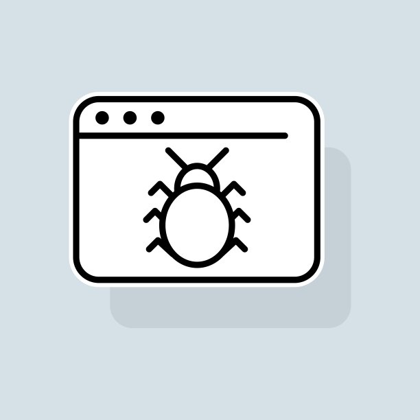 网站线路上的病毒图标。病毒，黑客，特洛伊木马，反病毒程序，黑客保护，个人数据保护。安全的概念。矢量贴纸线图标在白色背景图片下载