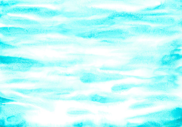 蓝绿色背景与海面纹理。手绘水彩画。用于标签，名片，横幅的背景图片下载