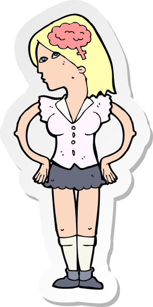 一个卡通聪明女人的贴纸图片下载