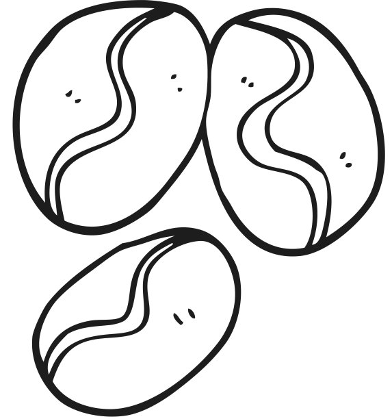 手绘黑白卡通咖啡豆图片下载