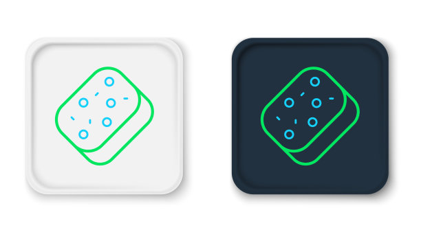 线条海绵与气泡图标隔离在白色图片下载