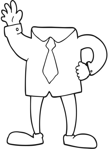 徒手画的黑白卡通无头商人图片下载