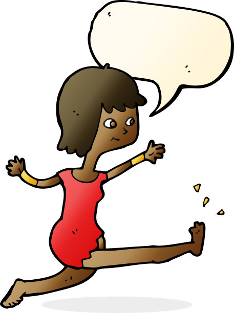 卡通快乐女人用言语踢泡泡图片下载