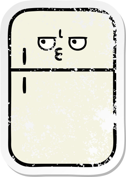 一个可爱的卡通冰箱冷冻室的心疼贴纸图片下载