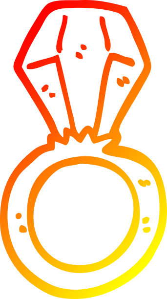 温暖的梯度线绘制的卡通订婚戒指图片下载