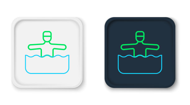 线条水上体操图标孤立在白色上图片下载