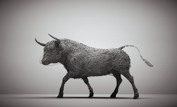 牛是用电线做的。强大而复杂的概念。图片下载