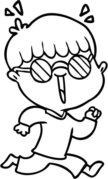 卡通跑步男孩戴眼镜图片下载