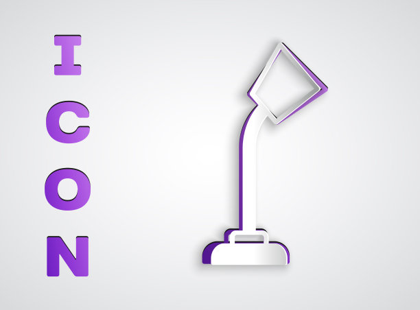 剪纸台灯图标孤立在灰色上图片下载