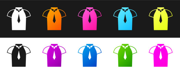 设置衬衫图标隔离在黑色和白色图片下载