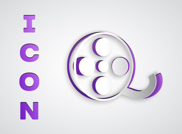 剪纸胶片卷轴图标孤立在灰色上图片下载