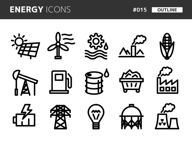 与能量_015相关的线条样式图标设置图片下载