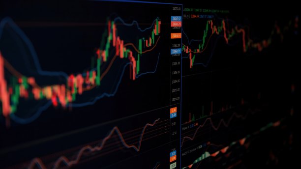 加密货币金融和经济，股票和汇率图表和条形图图片下载